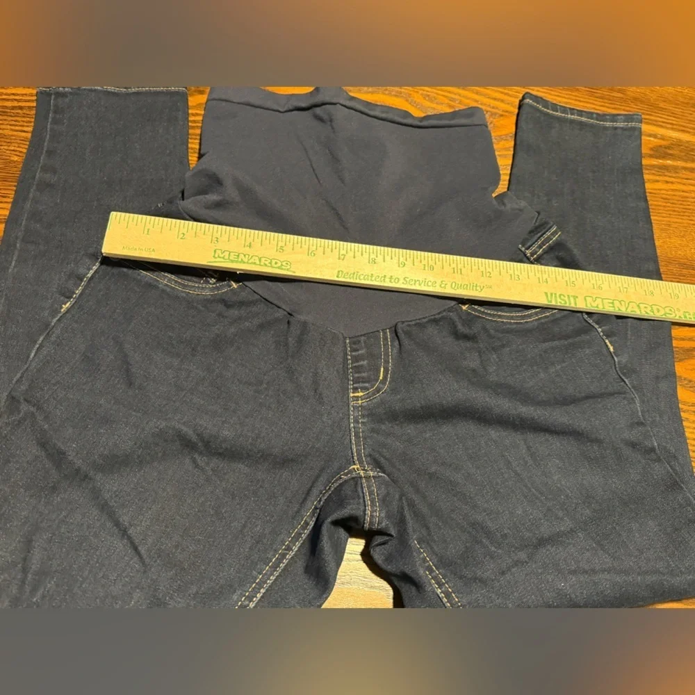 indigo Blue Maternity Skinny Jeans Womens PM Blue Dark Denim Comfort  Full Panel
